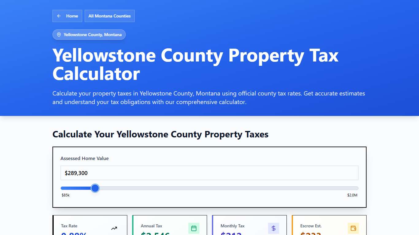 Yellowstone County, MT Property Tax Calculator 2025-2026